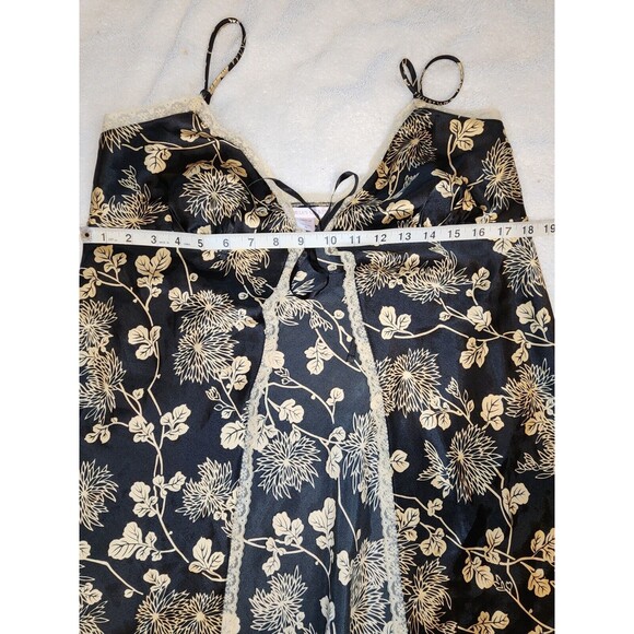 Y2k Victoria's Secret Black Gold Tie Babydoll Chemise Size M  Lace Satin - Picture 3 of 8